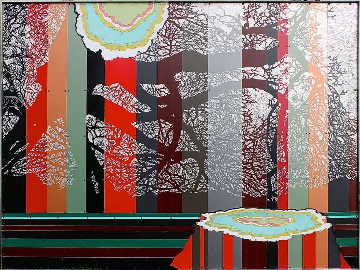 Dave Hind - Stump Cut Oak - 45x60 - Reclaimed Aluminum Mosaic