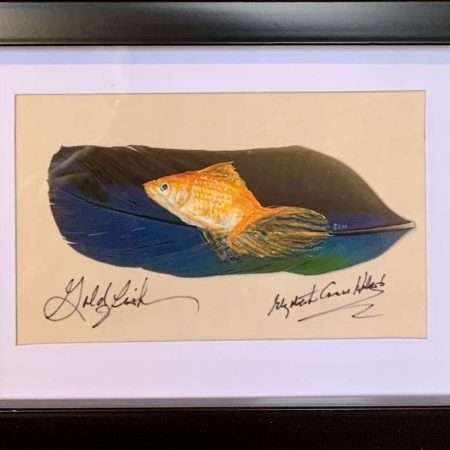 Goldfish original art on feather by Betty Hebert