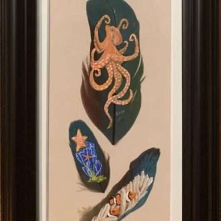 Underwater Trio feathe art by Betty Hebert