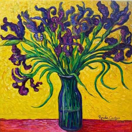 Irises oil on canvas original art by artist Pili Rey