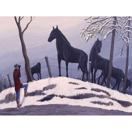 Four Black Horses Original Art