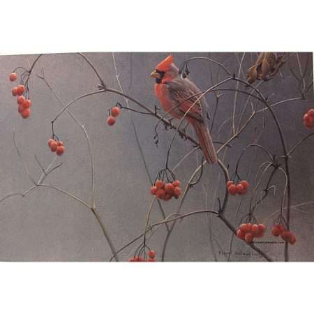 Highbush and Cranberries Cardinal Unframed Canvas