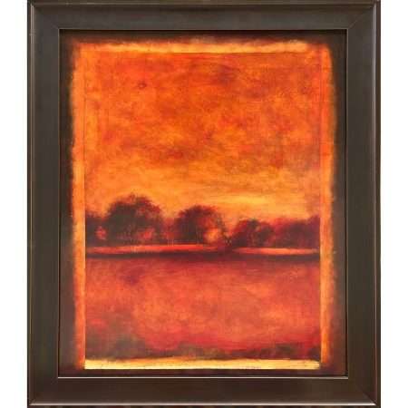 Cinnamon and Espresso Abstract - 34x26 framed acrylic on board original art by artist Fiona Hoop