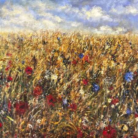 Field of Wildlfowers - 40x40 original acrylic on canvas artwork by artist Fiona Hoop