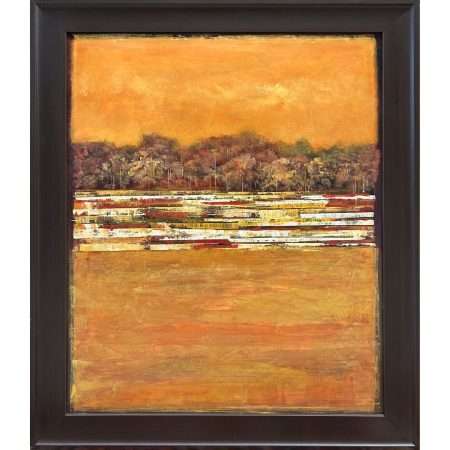 Orange Abstract - 34x26 framed original acrylic on canvas artwork by artist Fiona Hoop