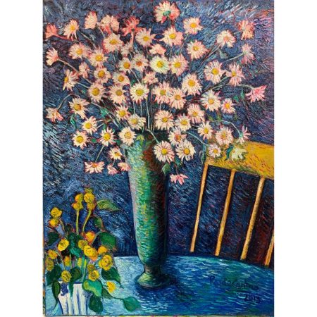 Daisies original oil on canvas artwork by local artist Pili Rey_24x31.5_545