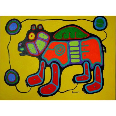 Bear original acrylic on canvas indigenous art_40x30_950_artist Karl Burrows
