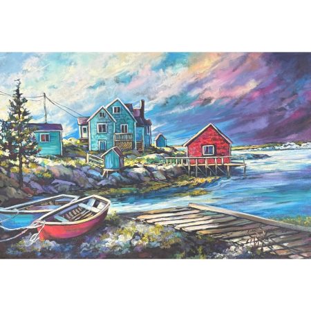 Morning Stroll Peggys Cove Newfoundland_original oil on canvas art_36x24_1200_artist Anne More