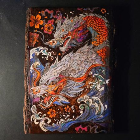 Harmony Of Dragons Burnt Wood Art
